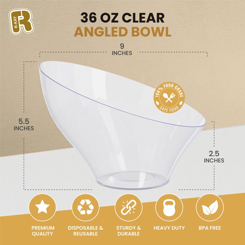 R-kay R -kay 6 Pack Plans Blans Bowls - Premium Clear Bowls - Plastic Serving Bowls Huchive Office لحفلات الزفاف حفلات الطعام وجميع المناسبات 36 أونصة (صافية كبيرة) - Image 4