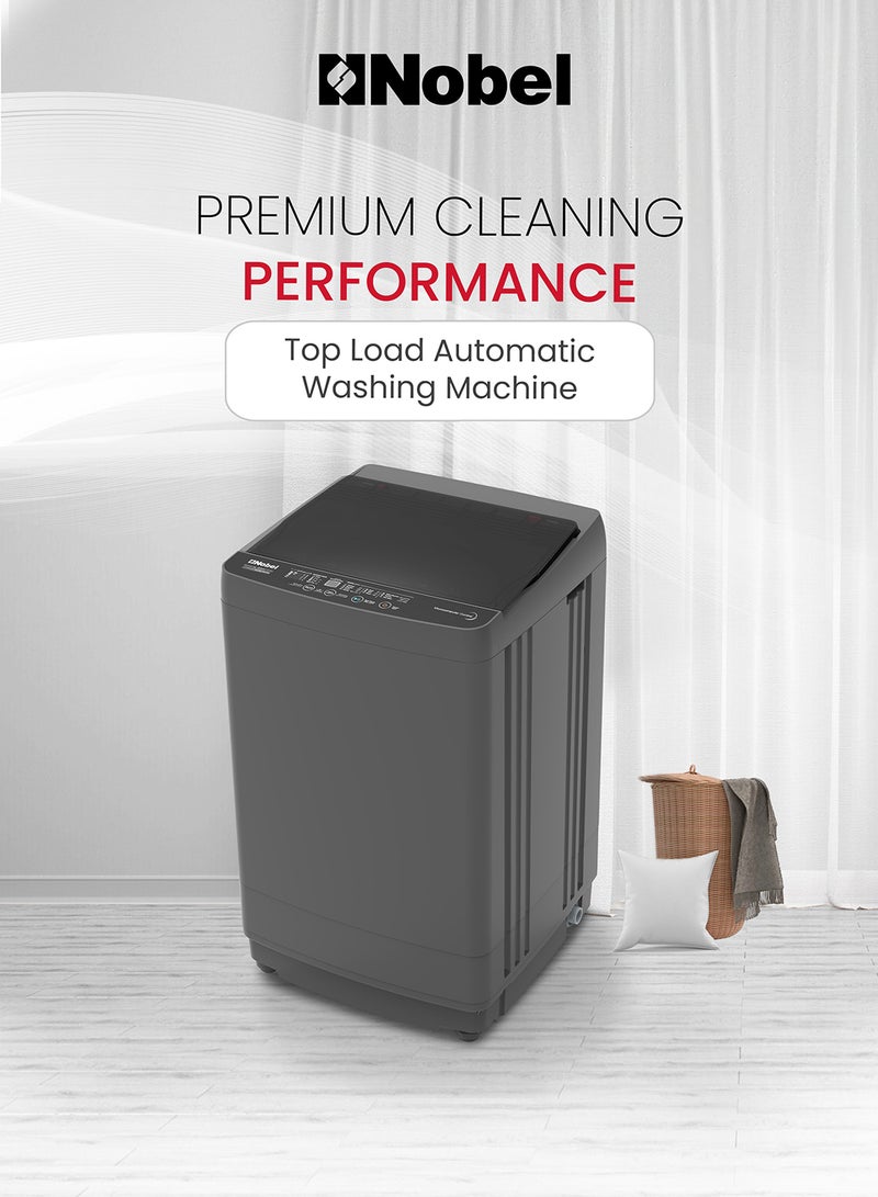 Nobel Washing Machine 7 KG Capacity, Electronic Control, 12 Wash Programs, LED Washing Phase Indicator, Transparent Lid, Dual Magic Filter, Stainless Steel Drum - 735 W 7 kg 735 W NWM750RI Dark Grey - Image 2