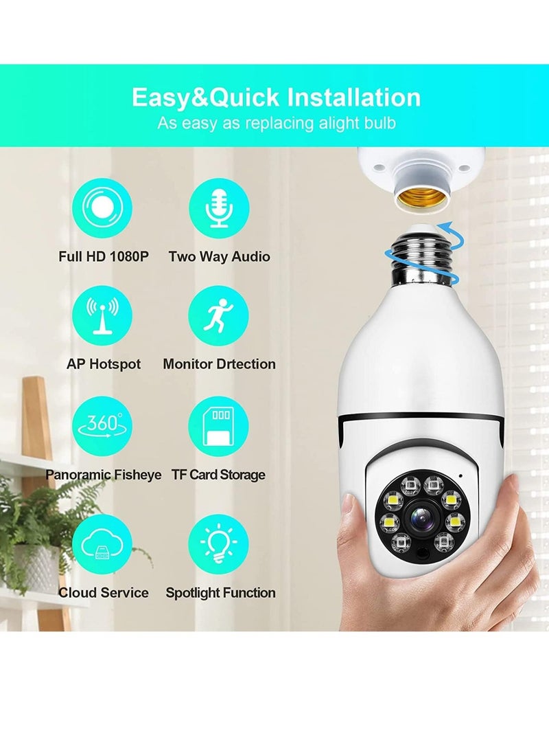 Generic - 1080P Security Wireless Camera, Light Bulb Security Camera, 360 Degree 2.4GHz & 5G WiFi IP Camera for Home Indoor Outdoor Security, Human Motion Detection and Alarm Two Way Talk - Image 1