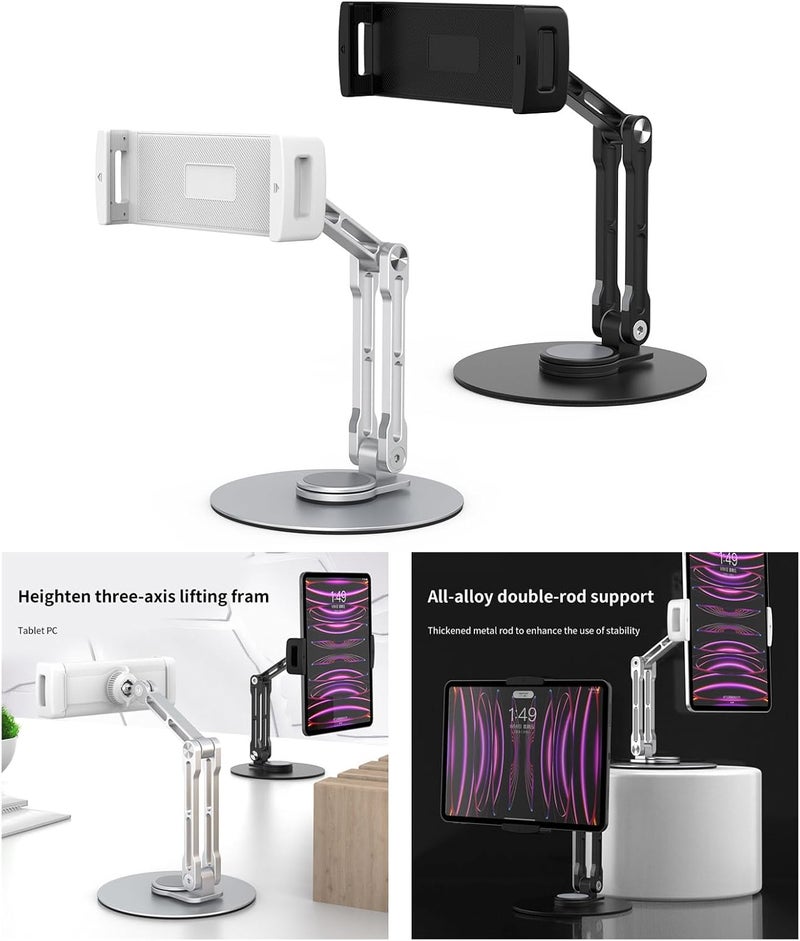 Tablet RiserBracket Foldable Long Arm Pad Mobile Holder Rack Clamp Holder Non Slip Stand 360°Adjustable Tablet Stand Bracket for Lap for Bed - Image 2