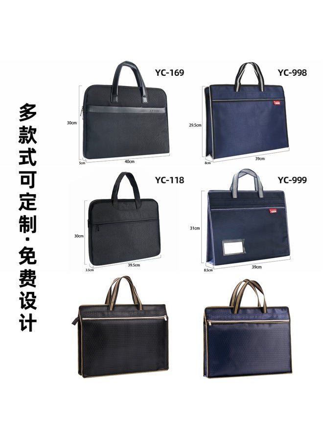 HELPS A4 Satchel Document Bag Customized Large-capacity Multi-functional Document Bag Oxford Cloth Double Zipper Information Conference Briefcase - Image 2