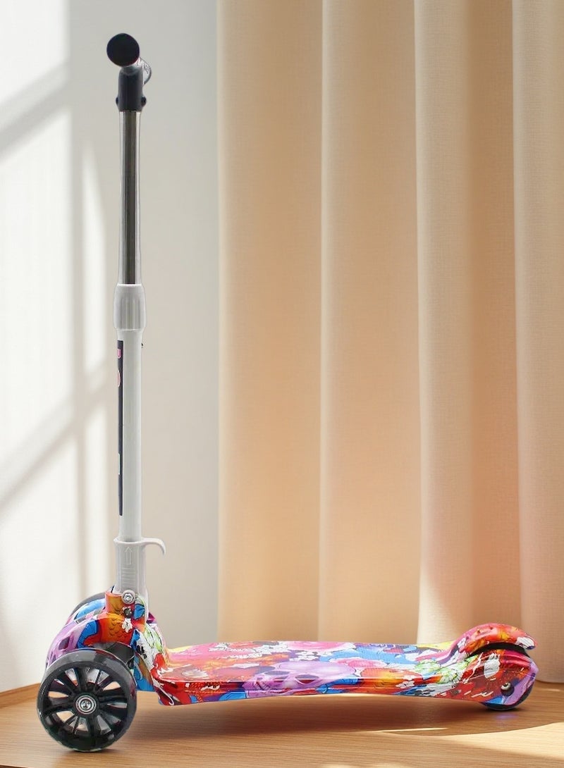 إيزي فيتشور سكوتر EASY FUTURE القابل للطي للأطفال بمقبض قابل لتعديل الارتفاع، وعجلات LED من البولي يوريثان، وفرامل خلفية وموسيقى - مثالي للأعمار من 3 إلى 8 سنوات - Image 1