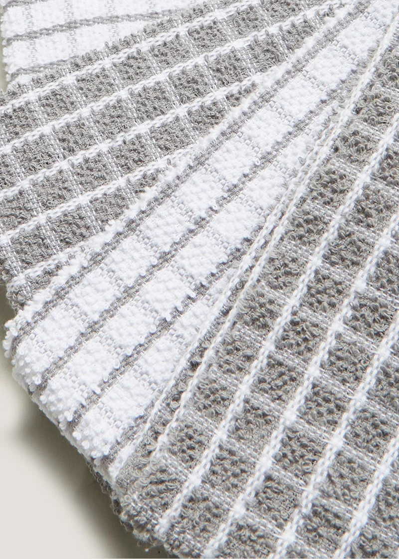 Matalan 4 Pack Grey Check Terry Tea Towels
