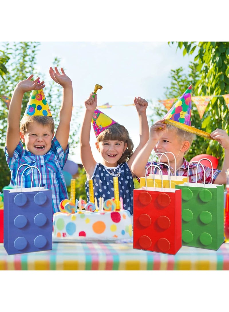 SYOSI Candy Treat Paper Bags for Bricks, Building Block Party Favor Gift Bag, Gift Goodie Bags with Handle for Buildings Blocks Birthday Party Baby Shower Decoration Supplies, 21 * 15 * 8 cm, 24 Pieces - Image 5