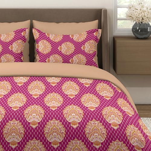 Layers Glory 100% Cotton Bedsheet Set for All Seasons - Lightweight, Moisture Absorbent, Machine Washable & Easy to Care - Gift for Housewarming & More - 144 TC - Queen Size (Multicolor Pink) - Image 1