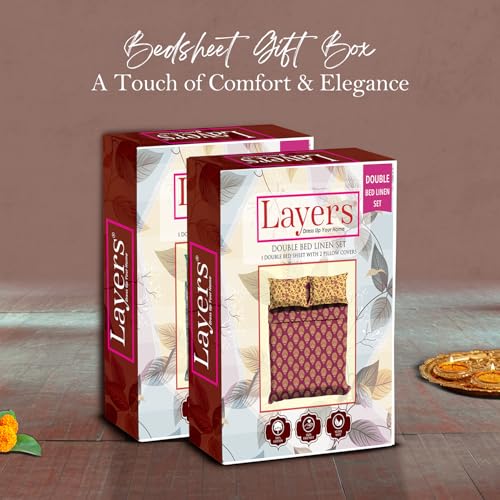 Layers Glory 100% Cotton Bedsheet Set for All Seasons - Lightweight, Moisture Absorbent, Machine Washable & Easy to Care - Gift for Housewarming & More - 144 TC - Queen Size (Multicolor Pink) - Image 2