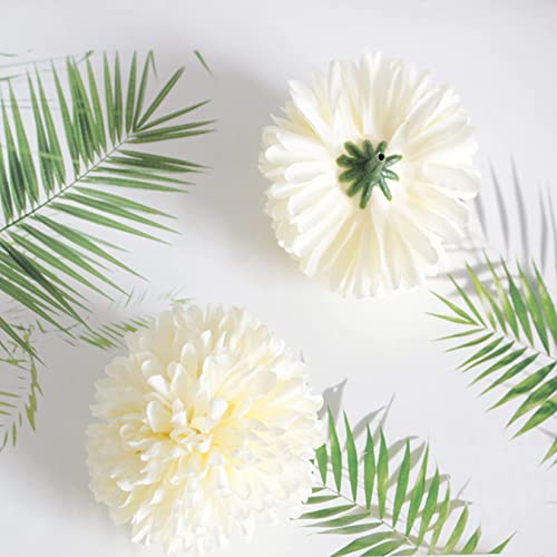 HinyoCo 30 Pcs Artificial Chrysanthemums Heads Ball Flowers，Silk Chrysanthemum Ball Bouquet White Bouquets Hydrangea for Home Office Coffee House Parties and Wedding（Milk White） - Image 3