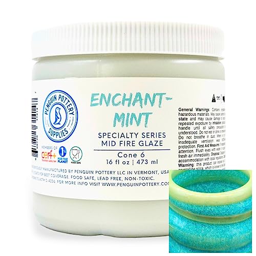 Penguin Pottery - Specialty Series - EnchantMint. Mid Fire Glaze for Clay, Pottery Glaze, Cone 5 and Cone 6 - Ceramic Glaze for Pottery (1 Pint | 16 oz | 473 ml) - Image 1