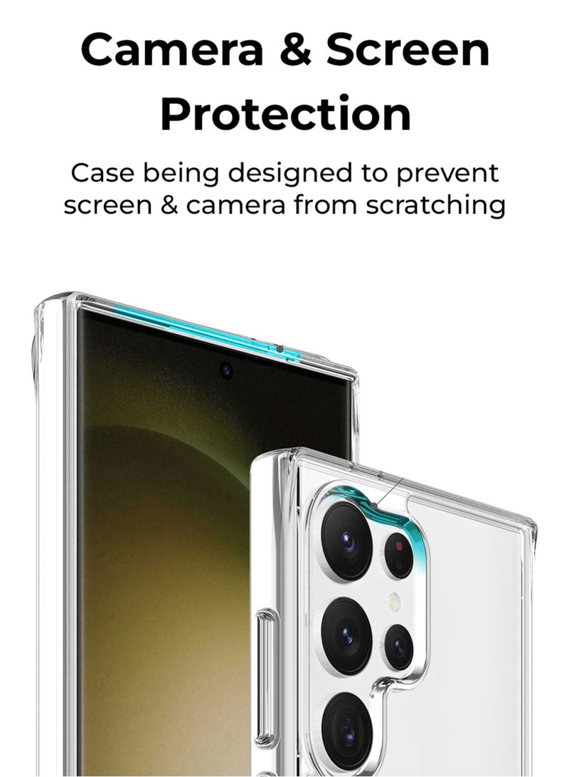 جلاسولوجي Clear Case for Samsung Galaxy S24 Ultra, Magnetic Non-Yellowing Case, Shockproof Protection with Hard Back, Silicone Frame - Image 4