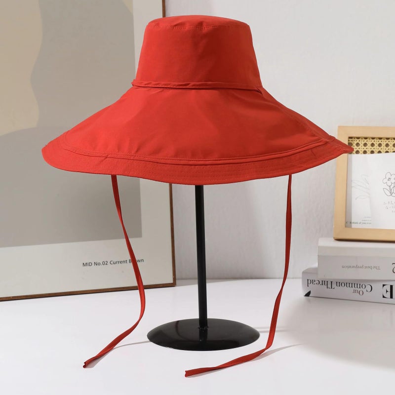 HUAMULAN Wide Brim Women Summer Sun Floppy Hat Ponytail Beach Bucket Fishing Hats Reversible Packable Outdoor UV Protection Orange - Image 5