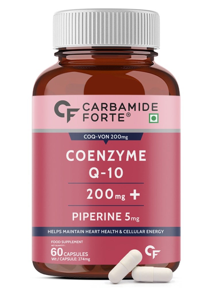 CARBAMIDE FORTE Carbamide Forte Coenzyme Q10 (CoQ10) 200mg with Piperine 5mg – 60 Capsules  - Image 1