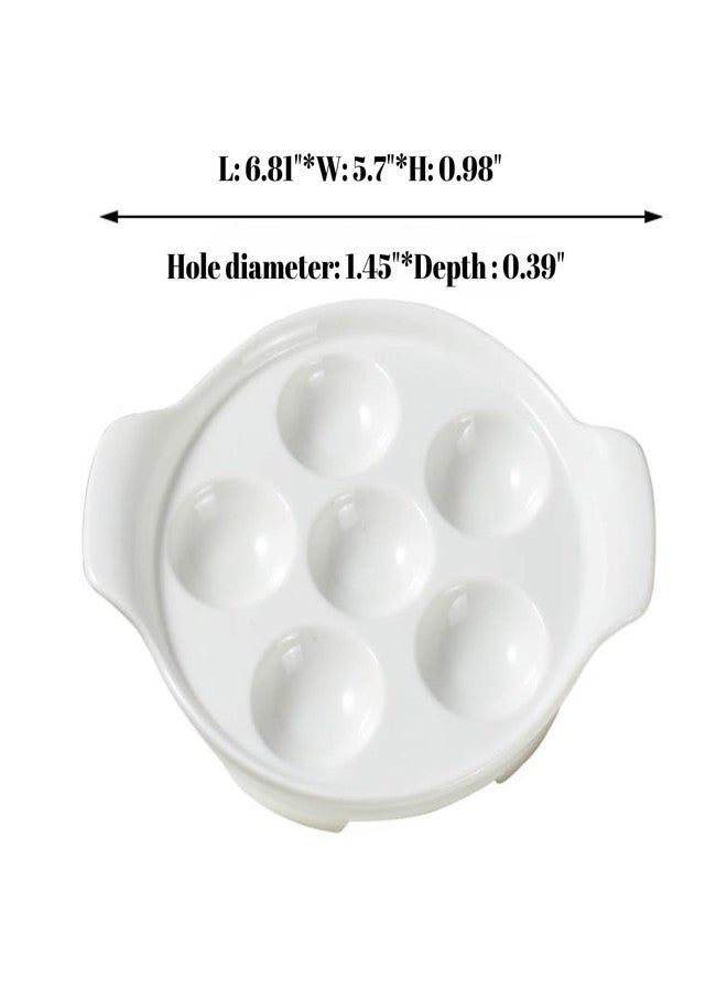GOVNPJ Escargot Baking Dish, 4 Pack Ceramic Escargot Dish 6 Holes Escargot Plates 6.5 Inch Snail Dish Escargot Serving Dish Escargot Pan for Home, Kitchen, Restaurant (with Tong and Fork) - Image 2