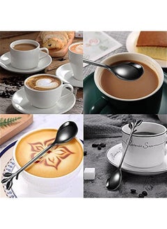 Generic Black Coffee Spoons, IFeico Stainless Steel Ice-Cream Spoons, 4.7 inch Tea Demitasse Stirring Spoon, Smooth Edges, Dishwasher Safe, Mini Leaf Sugar Spoons for Dessert, Family Parties, Pack of 5  - Image 4