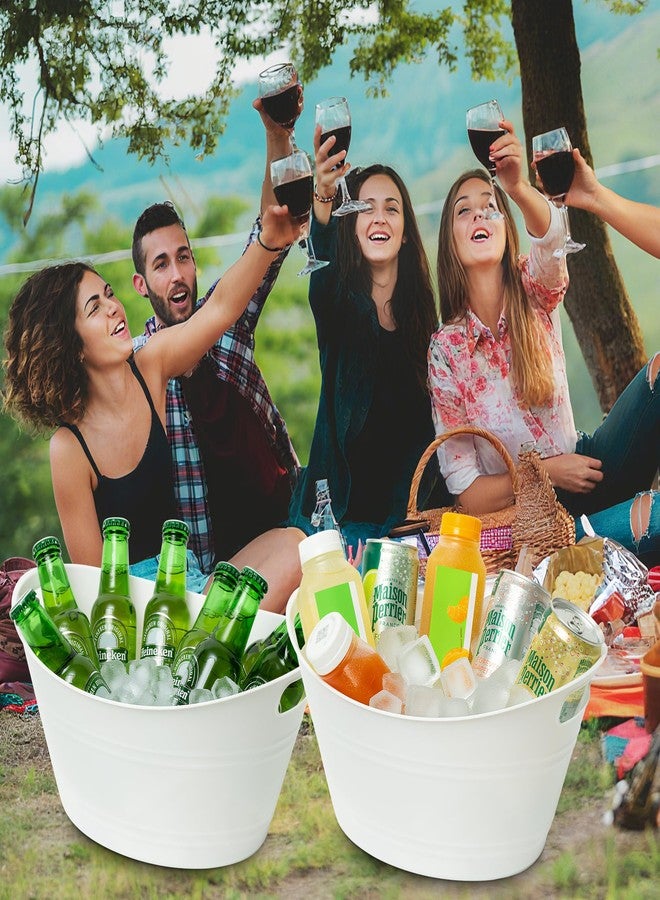 تياودي مجموعة تياوودي من 8 دلاء ثلج بمقابض، مثالية للمشروبات المثلجة في الحفلات والحانات، لحفظ زجاجات النبيذ والبيرة والشمبانيا، مصنوعة من البلاستيك، وسلة تخزين بيضاوية الشكل للمنزل، سعة كل دلو 4.5 لتر، لون أبيض. - Image 5