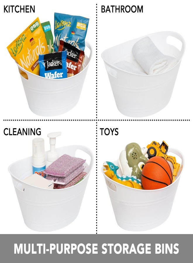 تياودي مجموعة تياوودي من 8 دلاء ثلج بمقابض، مثالية للمشروبات المثلجة في الحفلات والحانات، لحفظ زجاجات النبيذ والبيرة والشمبانيا، مصنوعة من البلاستيك، وسلة تخزين بيضاوية الشكل للمنزل، سعة كل دلو 4.5 لتر، لون أبيض. - Image 4