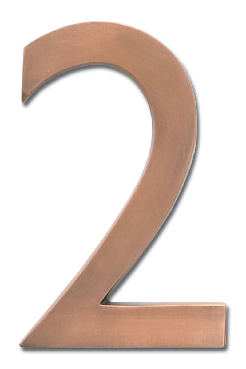 Architectural Mailboxes 3585AC-2 Brass 5-Inch Floating House Number 2, Antique Copper - Image 2