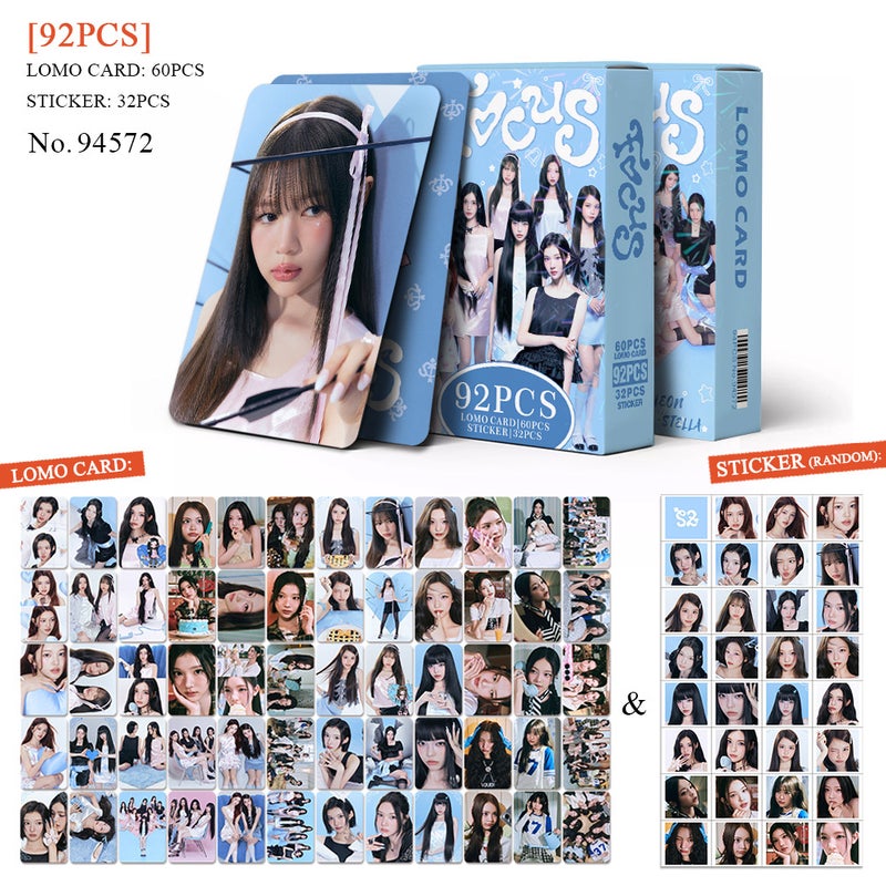 Hearts2Hearts Lomocard & Sticker Set – 92PCS (60 Lomocards + 32 Random Stickers) | Aesthetic Photo Card Collection for Fans