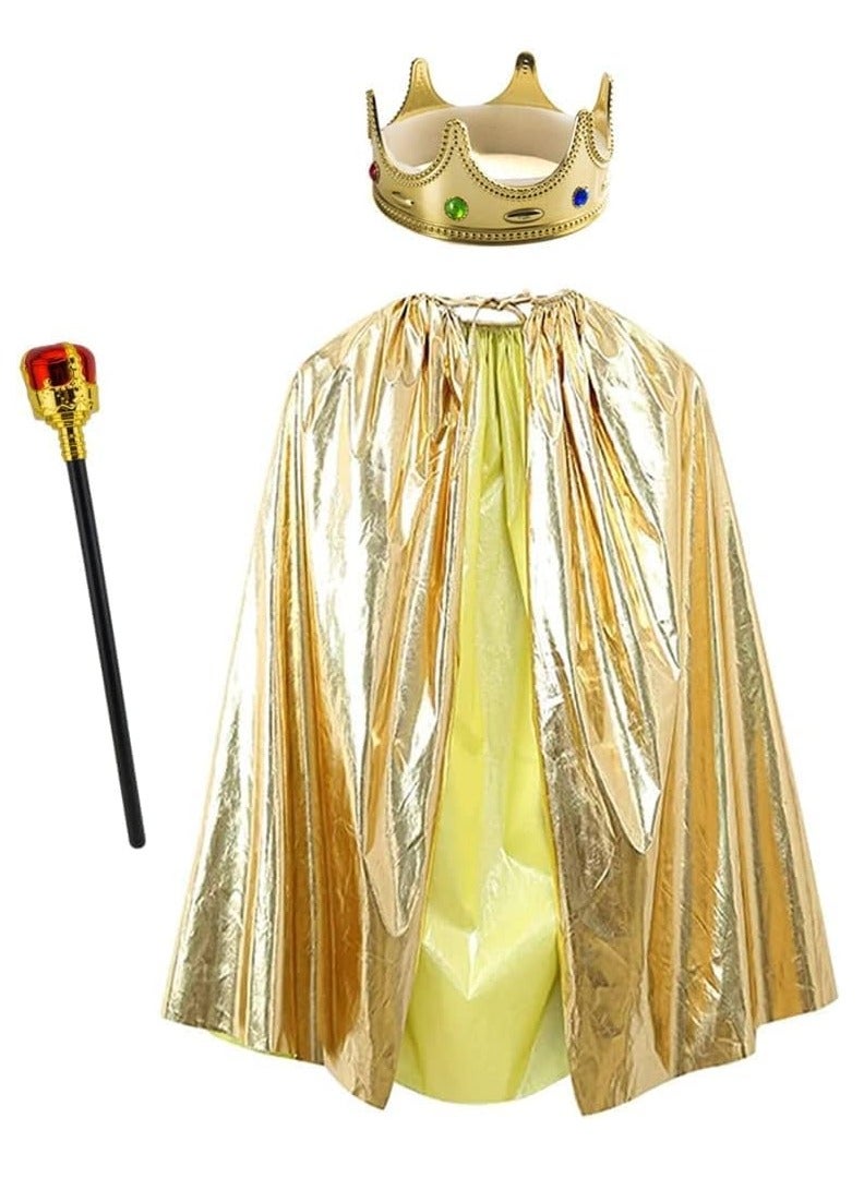 Brain Giggles Kids Jury Costume Cape Royal Crown and Scepter King Costume for Kids - Image 1