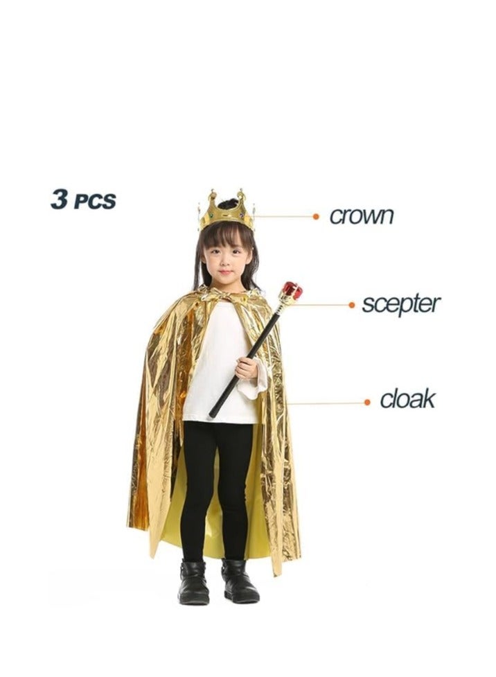 Brain Giggles Kids Jury Costume Cape Royal Crown and Scepter King Costume for Kids - Image 3