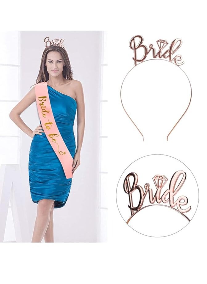 ماركة غير محددة طرحة زفاف ووشاح مكتوب عليهم Bride to Be ومجموعة اكسسوارات حفلة الزفاف مع تاج مصنوع يدويا مثبت عليه كلمة Bride، لحفلة الزواج، ديكورات حفلة الزواج  - Image 2