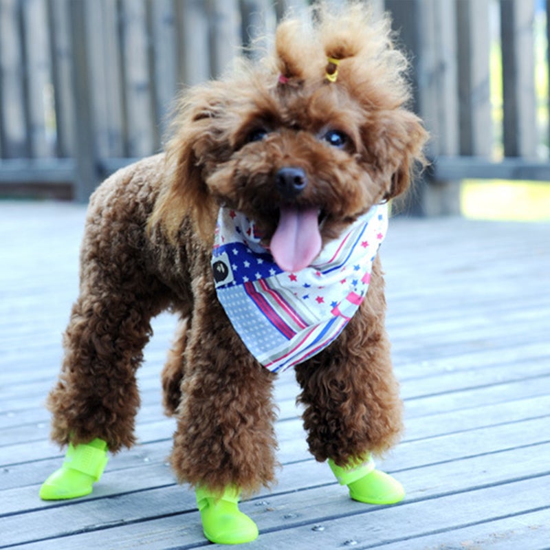 Little Pet Dog Puppy Anti- Rain Snow Boots Candy Colors Rubber Boots Shoes - Size L (Green) - Image 3