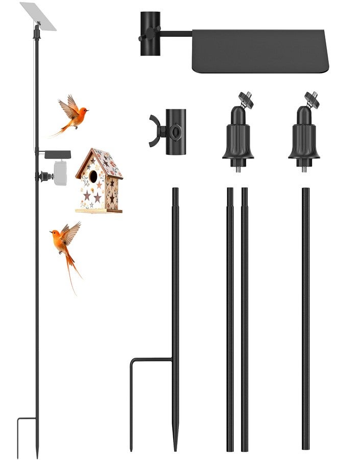 RichBird Ground Stake Mount Stand for Outdoor Cameras and Solar Panels, Adjustable Height and Angle Security Camera Pole, Universal 1/4"-20 UNC Thread, Compatible with Ring, Arlo, Wyze and More - Image 1