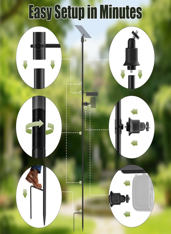 RichBird Ground Stake Mount Stand for Outdoor Cameras and Solar Panels, Adjustable Height and Angle Security Camera Pole, Universal 1/4"-20 UNC Thread, Compatible with Ring, Arlo, Wyze and More - Image 4