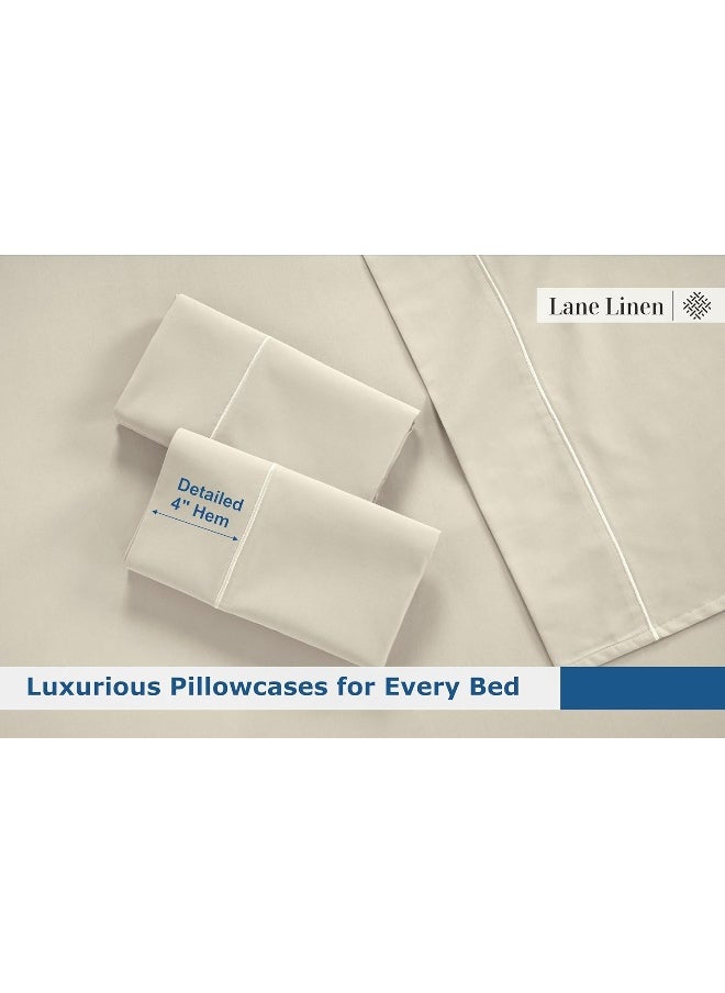 LANE LINEN King Size Sheets Set, Premium 1500 Thread Count 100% Egyptian Cotton Sheets for King Size Bed, 4Pc King Sheets, Soft Luxury Hotel Sheets, Deep Pocket King Sheet Set - Ivory King