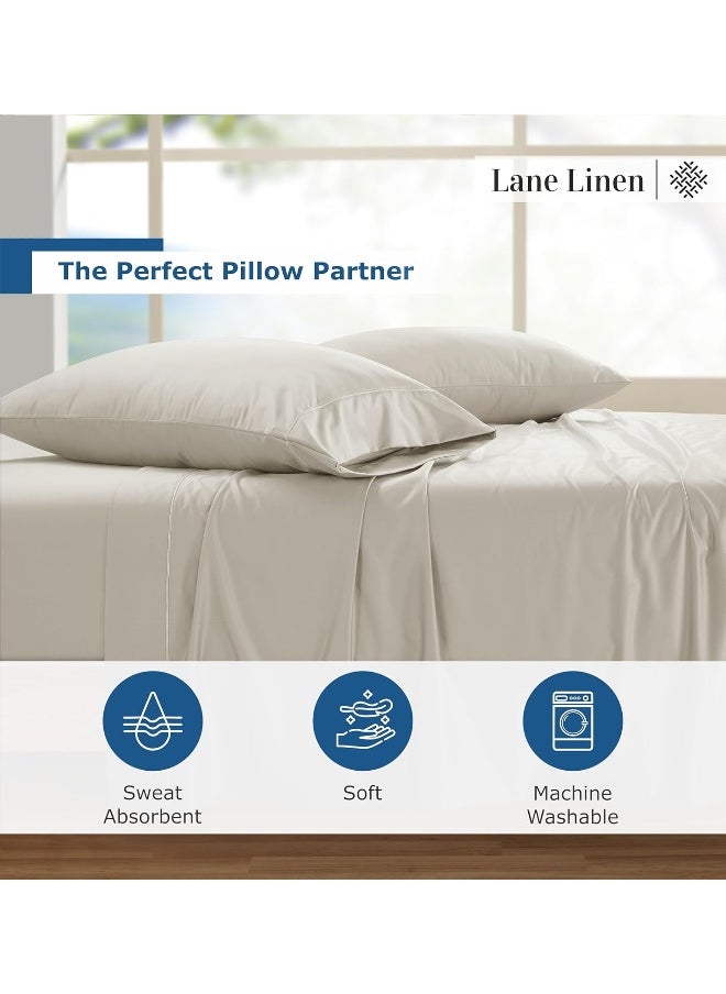 LANE LINEN King Size Sheets Set, Premium 1500 Thread Count 100% Egyptian Cotton Sheets for King Size Bed, 4Pc King Sheets, Soft Luxury Hotel Sheets, Deep Pocket King Sheet Set - Ivory King