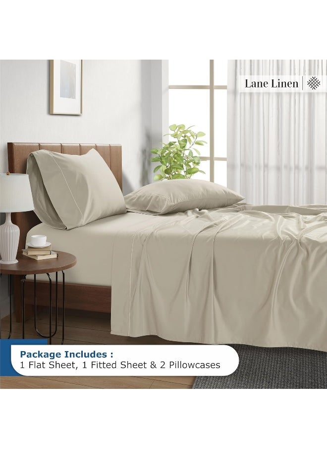 LANE LINEN King Size Sheets Set, Premium 1500 Thread Count 100% Egyptian Cotton Sheets for King Size Bed, 4Pc King Sheets, Soft Luxury Hotel Sheets, Deep Pocket King Sheet Set - Ivory King