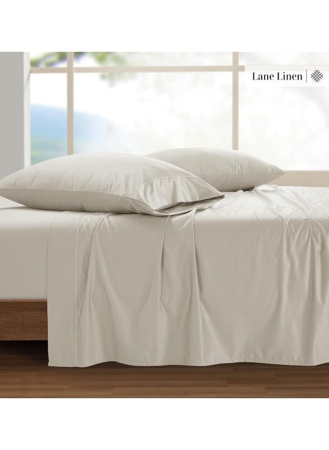 LANE LINEN King Size Sheets Set, Premium 1500 Thread Count 100% Egyptian Cotton Sheets for King Size Bed, 4Pc King Sheets, Soft Luxury Hotel Sheets, Deep Pocket King Sheet Set - Ivory King