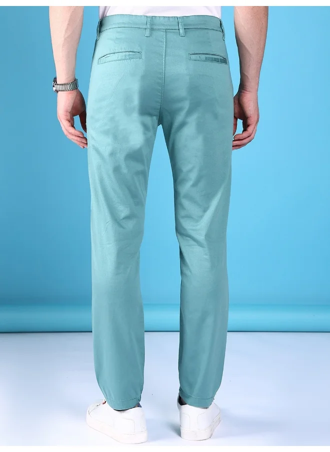 شركة المرآب الهندية Oil Blue Men Slim Fit Casual Solid Regular Chinos