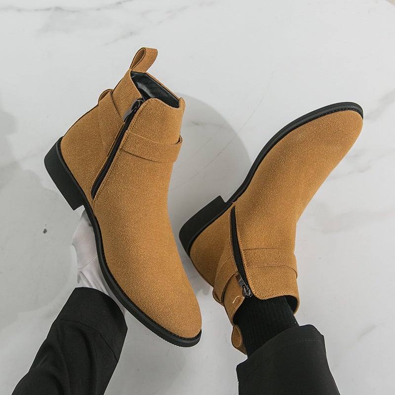 Autumn Men'S Zipper Large Size Pointed Leather Boots British Style Formal Casual Shoes High-Top Leather Shoes Short Boots Men'S Shoes - Image 3