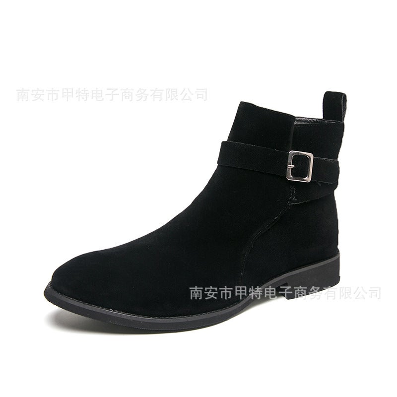 Autumn Men'S Zipper Large Size Pointed Leather Boots British Style Formal Casual Shoes High-Top Leather Shoes Short Boots Men'S Shoes - Image 1