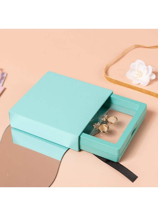 علبة عرض مجوهرات (عدد 2) | صندوق تخزين شفاف مع غشاء PE أزرق تيقاني عائم | لعرض الخواتم والأساور والعملات والميداليات والأظافر الاصطناعية - Image 1