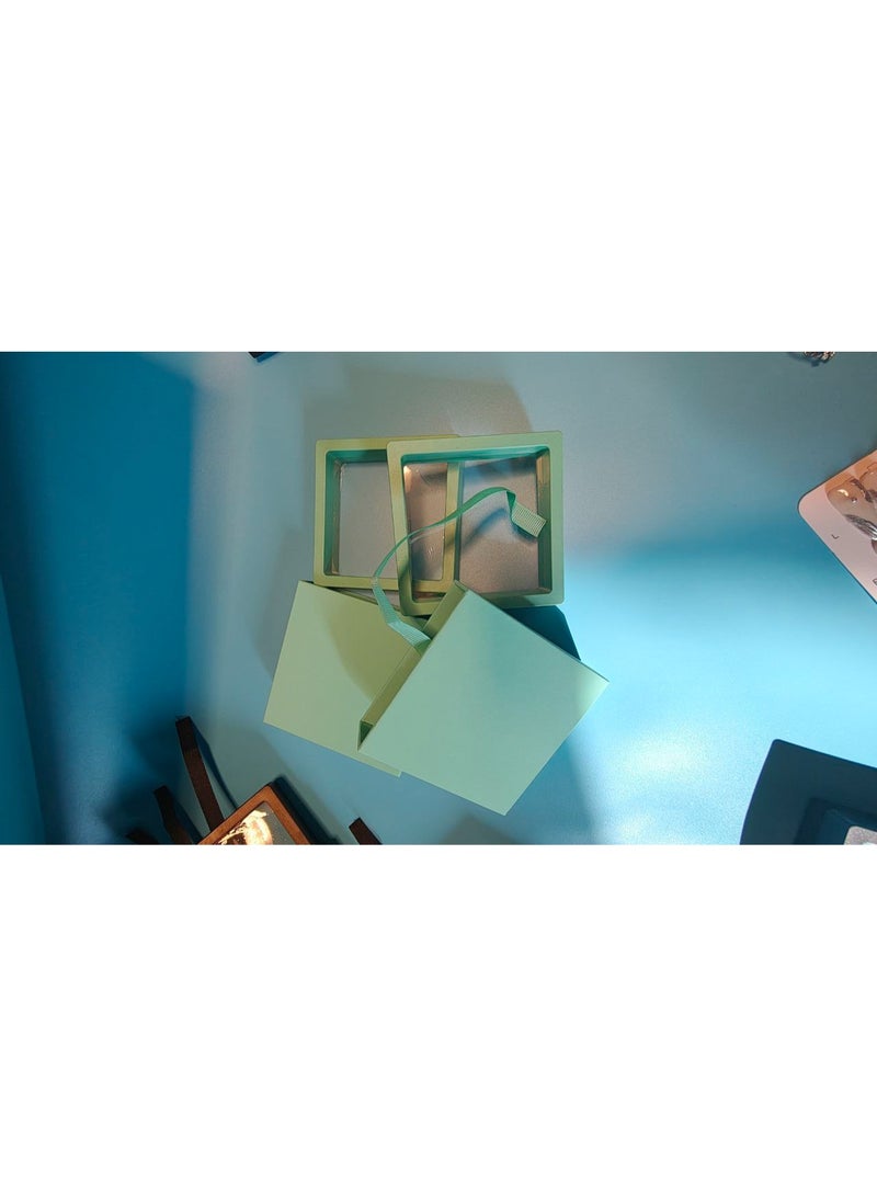 علبة عرض مجوهرات (عدد 2) | صندوق تخزين شفاف مع غشاء PE أزرق تيقاني عائم | لعرض الخواتم والأساور والعملات والميداليات والأظافر الاصطناعية - Image 2