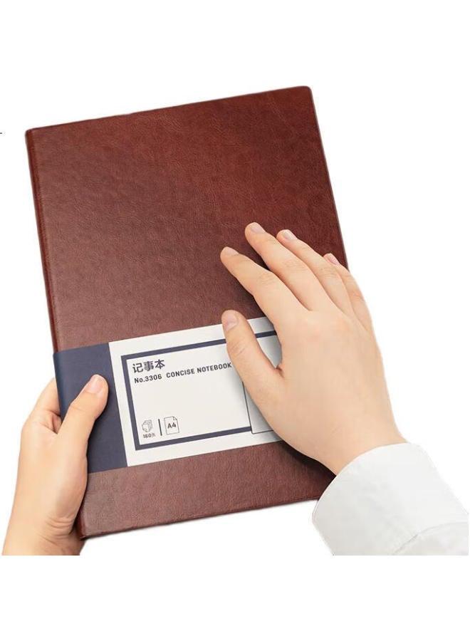 Deli [Lowest Price Online] Deli A4/160 Sheets Business Notebook, Office Supplies, Meeting Record, Leather Cover Notebook, Office Diary, Brown 3306 - Image 2