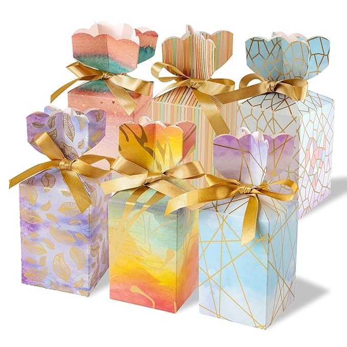 Birch Co Gift Packing Box Paper Favour Boxes For Baby Shower Return Gift Multipurpose Paper Box For Wedding Party Personalized Gifts Thick Paper Packing Box Pack Of 24 With Golden Strips