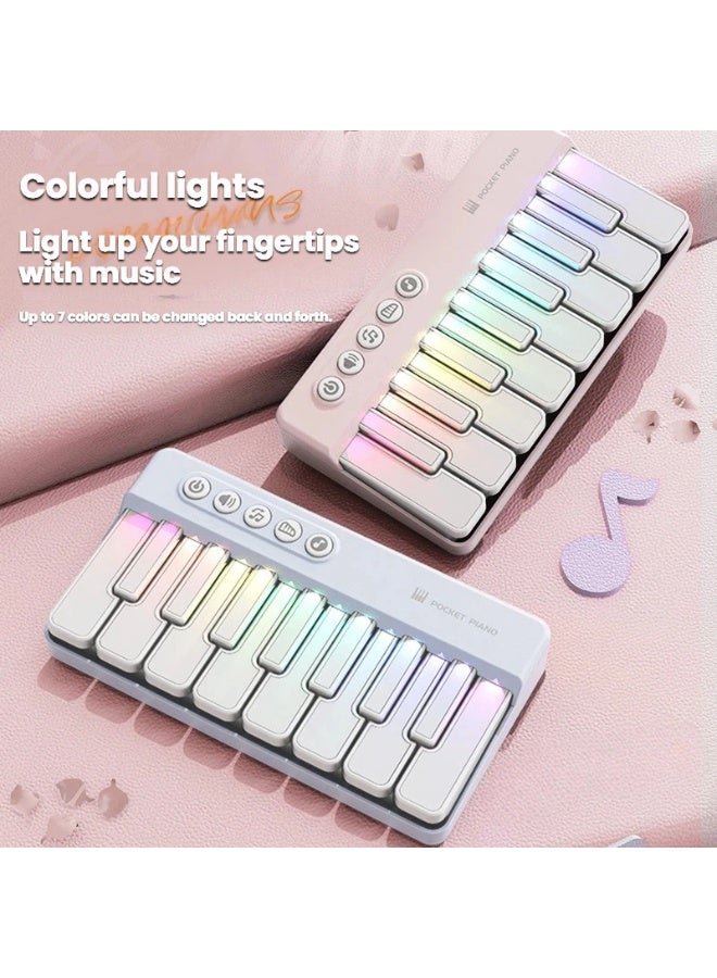 Kids’ Rainbow Light-Up Pocket Electronic Piano 7 Color-Changing Keys Portable Mini Keyboard Fun Music Toy for Children - Image 1