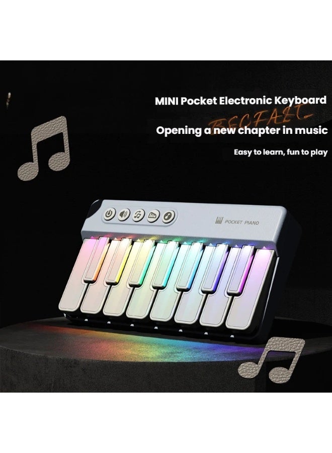 Kids’ Rainbow Light-Up Pocket Electronic Piano 7 Color-Changing Keys Portable Mini Keyboard Fun Music Toy for Children - Image 2