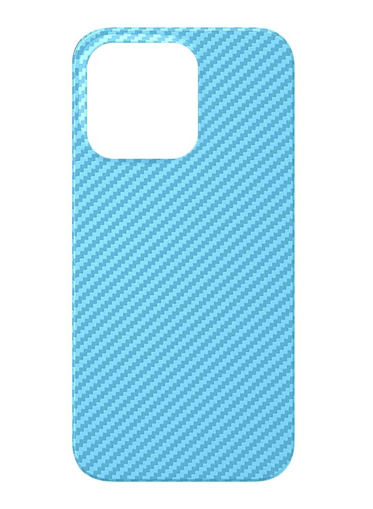 iPhone 14 Pro Case Carbon Fiber Texture Anti-Fingerprint Slim Shockproof Cover 6.1 inch Light Blue - Image 2