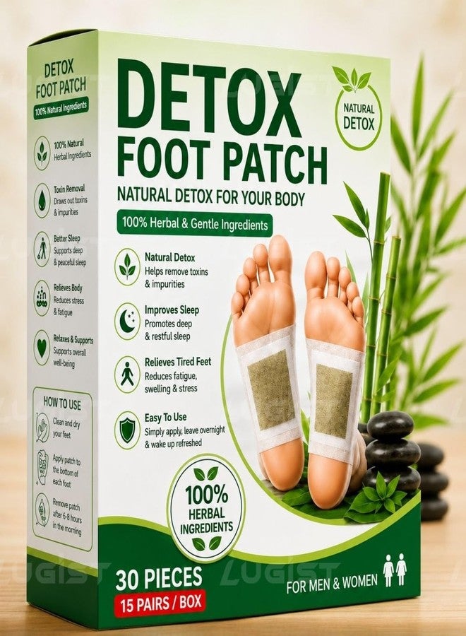 Detox Foot patches 30 pads, Cleansing Toxin Remover Foot Pads, Pain Relief,Stress Relief Sleep Patch for Detoxification, For Men & Women (15 PARIS) - Image 3