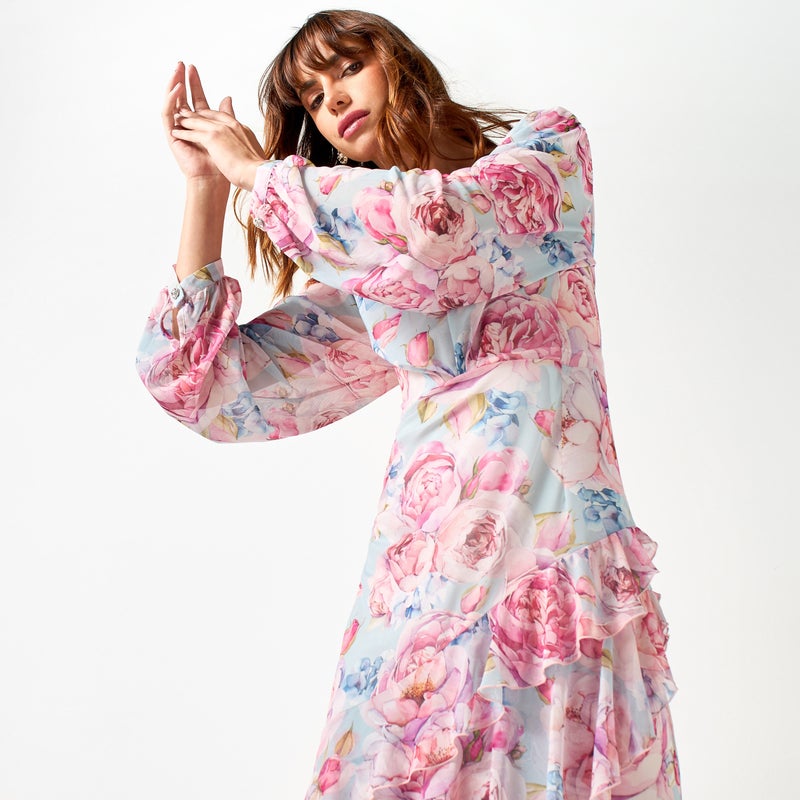 ايكونيك فستان بأكمام طويلة وطبعات زهرية من آيكونيك - Image 4