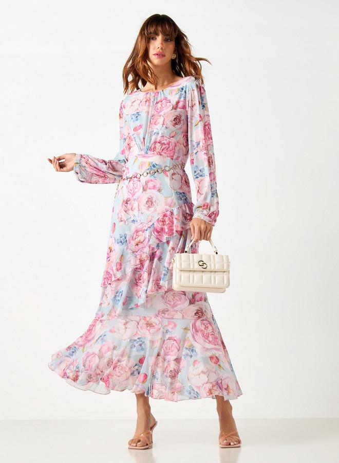 ايكونيك فستان بأكمام طويلة وطبعات زهرية من آيكونيك - Image 1