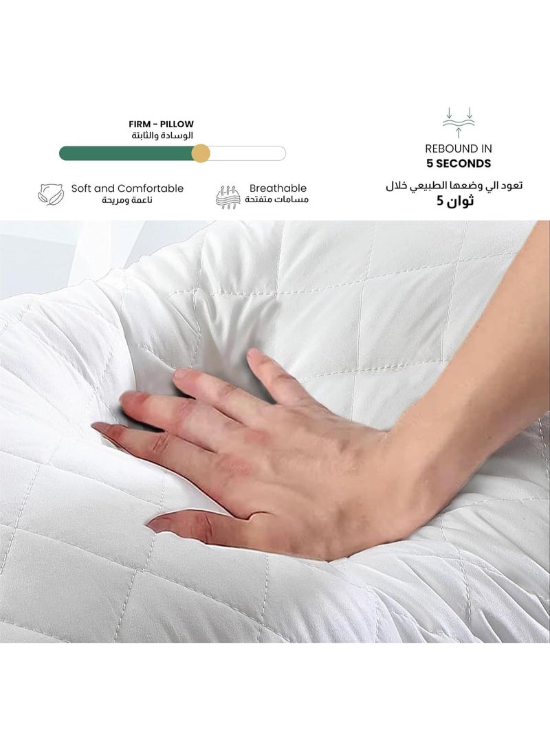 إي وورلد وسائد سرير بيضاء عالية الجودة، بتصميم مبطن على شكل ماسي للنوم على الجنب والبطن، مضادة للحساسية، ناعمة ومنتفخة، خفيفة وقابلة للتنفس بحشوة بوليستر متينة للراحة القصوى (50×75 سم) – عبوة 1 & 2 - Image 5