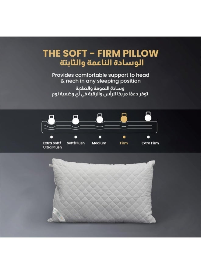 إي وورلد وسائد سرير بيضاء عالية الجودة، بتصميم مبطن على شكل ماسي للنوم على الجنب والبطن، مضادة للحساسية، ناعمة ومنتفخة، خفيفة وقابلة للتنفس بحشوة بوليستر متينة للراحة القصوى (50×75 سم) – عبوة 1 & 2 - Image 4