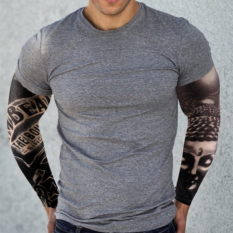 YARIEW Tattoo Sleeves for Men, 6Pcs Fake Tattoos Sleeves to Cover Arms Sun Protection Sleeve Covers for Men and Women (Set 9) - Image 4