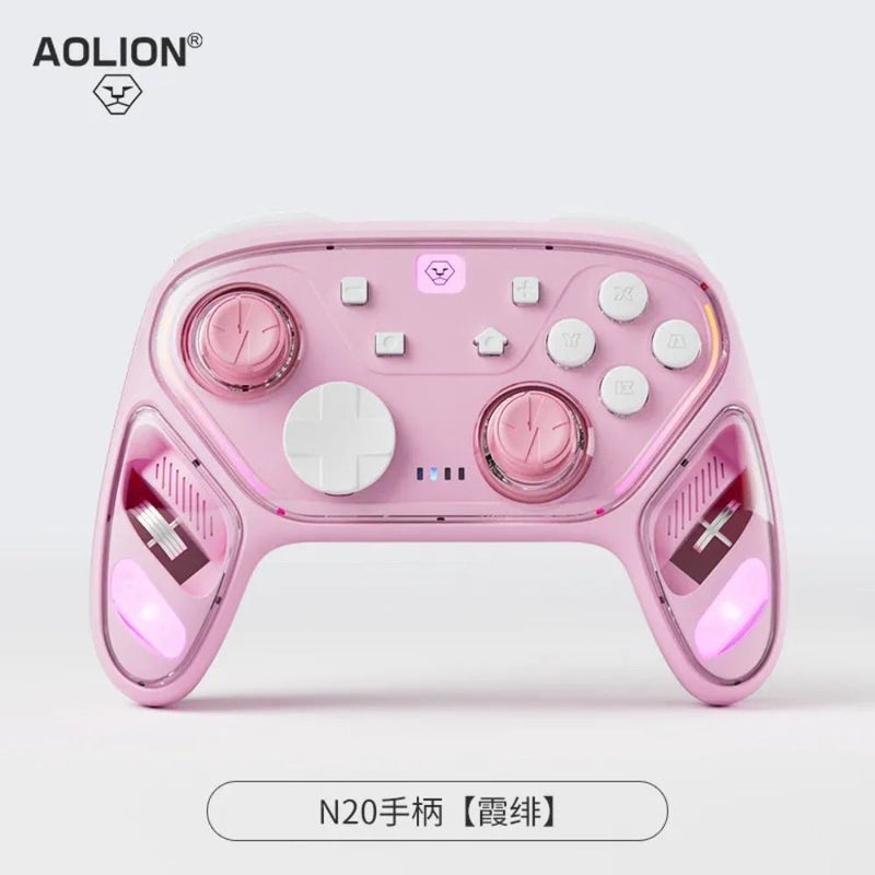 Aolion N20 Wireless Bluetooth Gamepad, RGB Backlight, for Nintendo Switch, Pink - Image 1