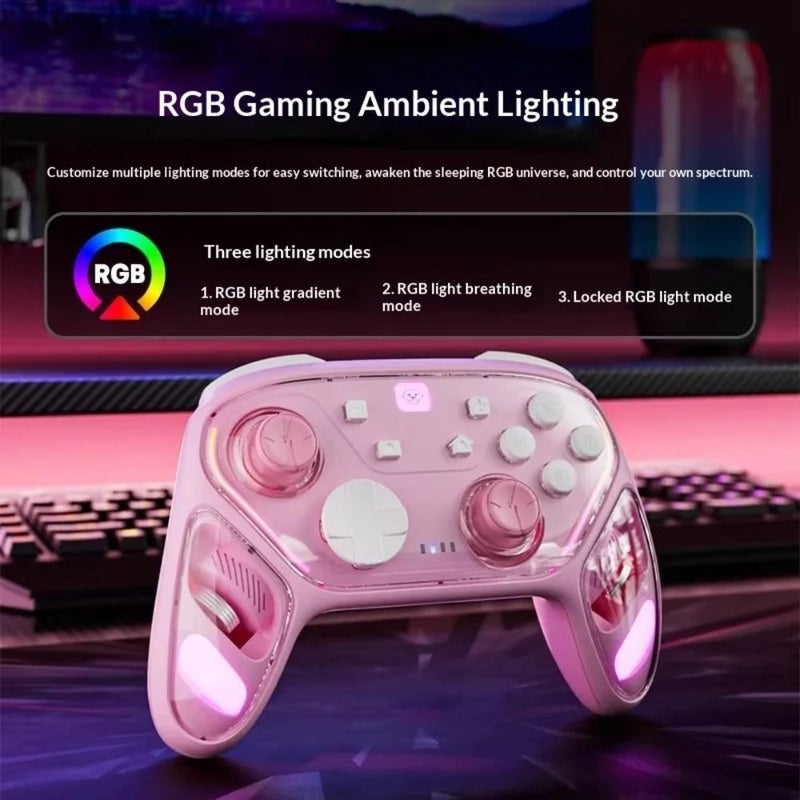 Aolion N20 Wireless Bluetooth Gamepad, RGB Backlight, for Nintendo Switch, Pink - Image 3