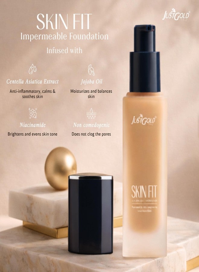 JUST GOLD Justgold Skin Fit Impermeable Foundation Waterproof & Ultra-Longwearing Velvet Matte Finish (#50 Shahi Silk) - Image 4